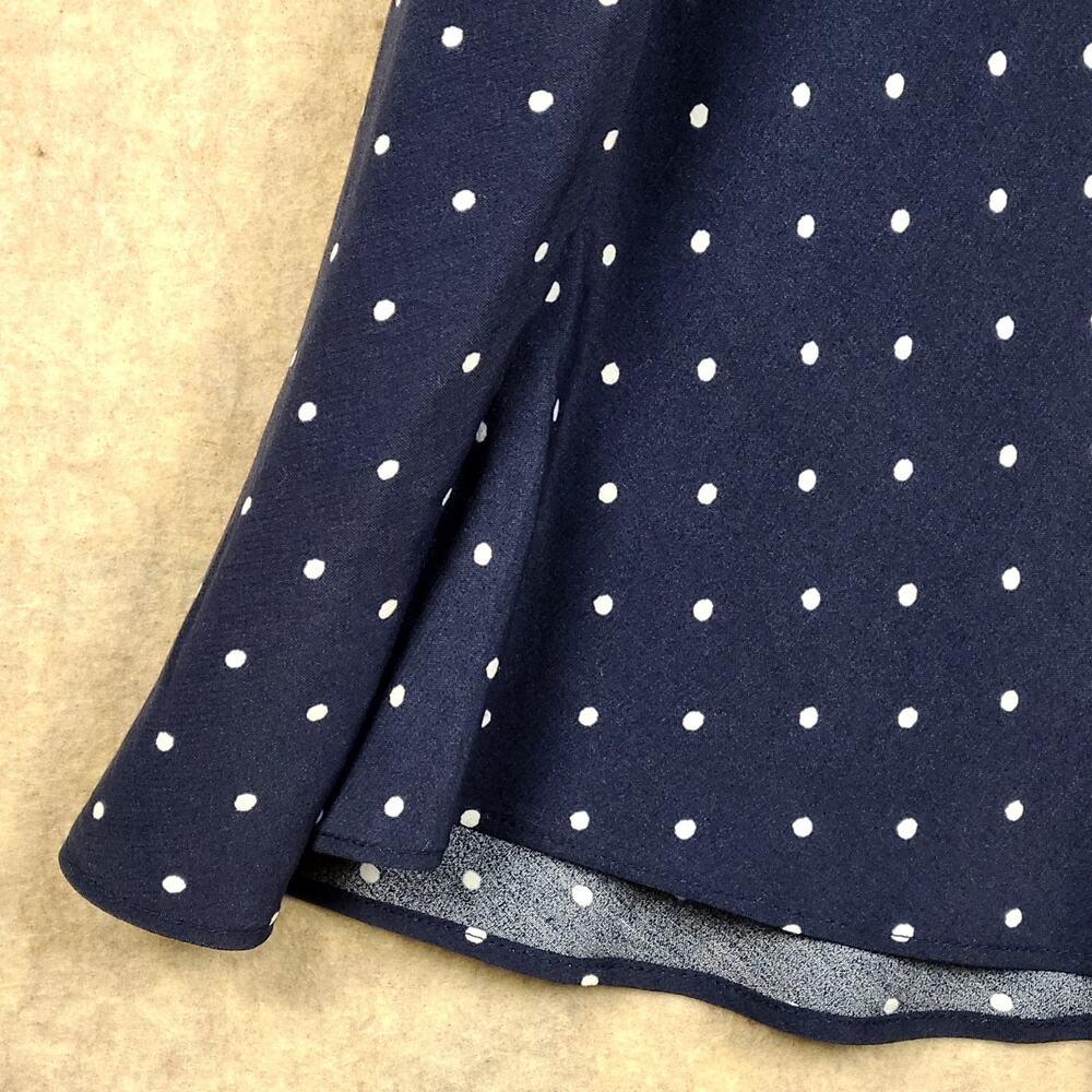 Loft Navy Blue Polka Dot V-neck Dress Puff Sleeves Size 10 NWT Retro 40's Style - Picture 6 of 13